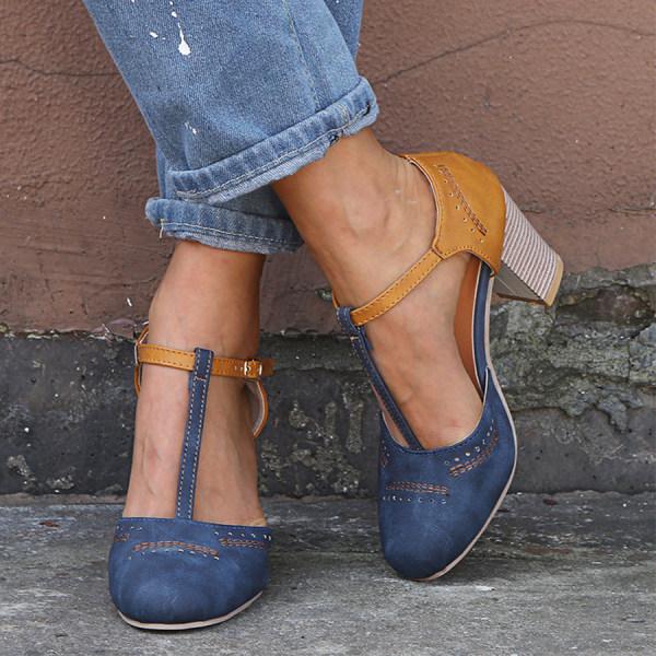 Kvinners Chunky Heel Mary Janes 4