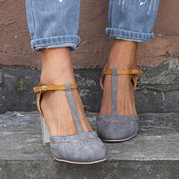 Kvinners Chunky Heel Mary Janes 5