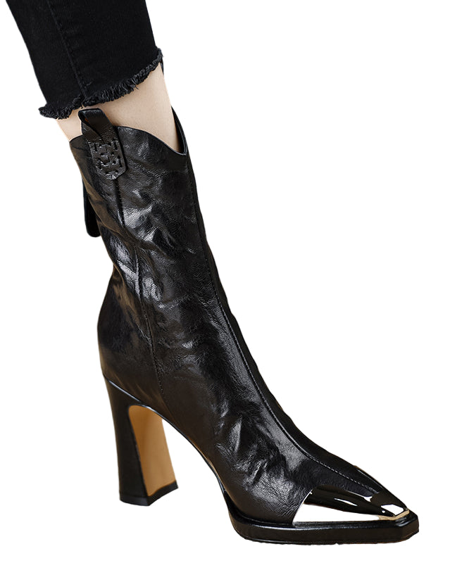 Kvinners Chunky Heel Støvler i Skinn 0