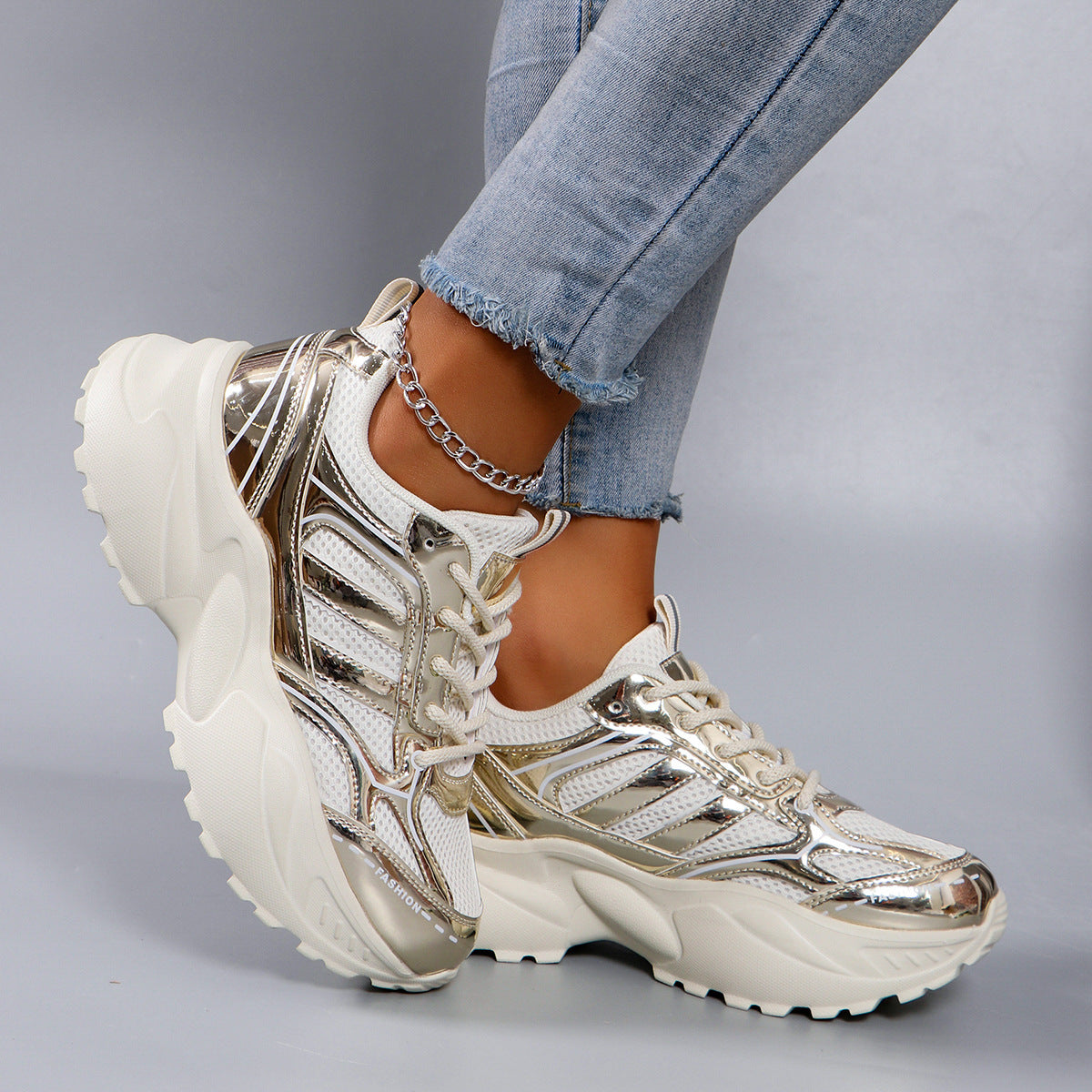 Kvinners Chunky Sneakers Sporty Stil 4