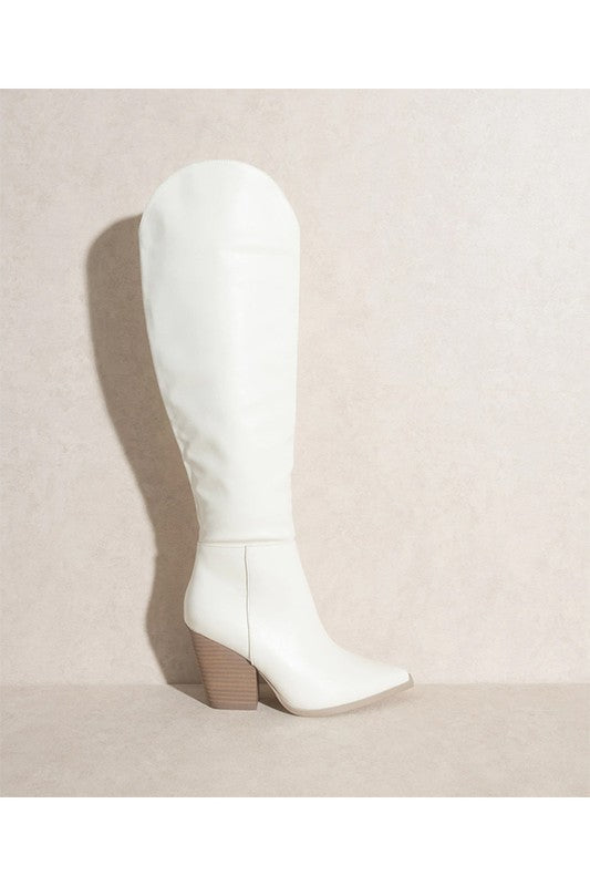 Kvinners Cowboy Støvler Kne Høy Hvit 1