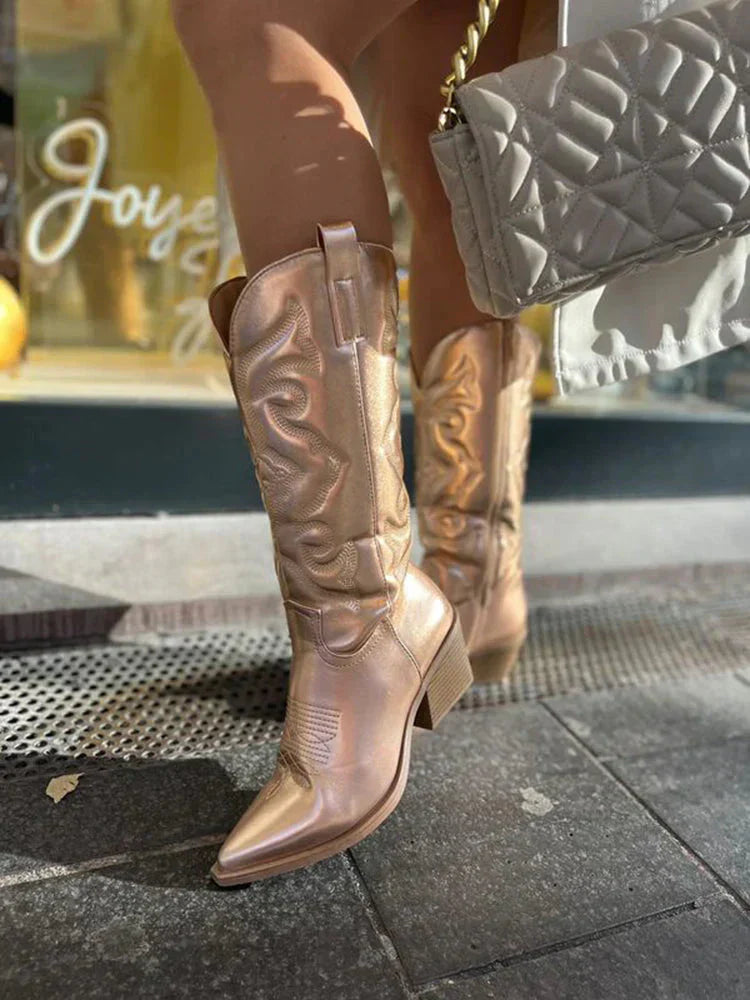 Kvinners Cowboystøvler Metallisk Design Moderne Stil 4