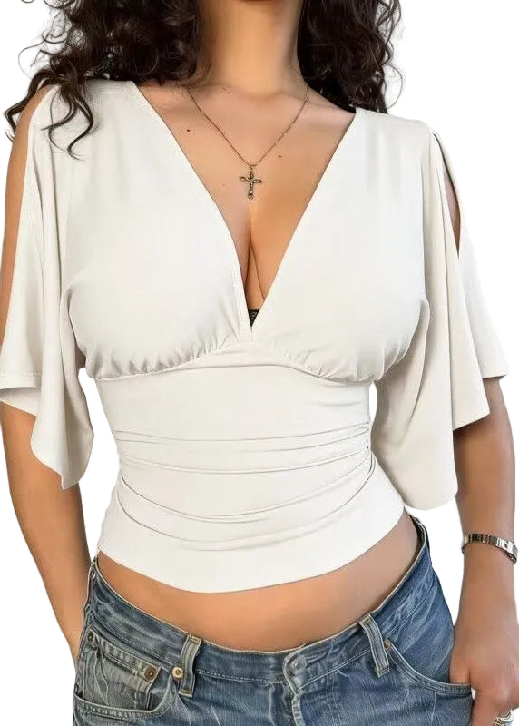 Kvinners Dyp-V-hals Tanktop Sommer 0