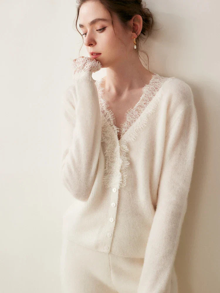 Kvinners Fitted Cardigan med Blonde 7