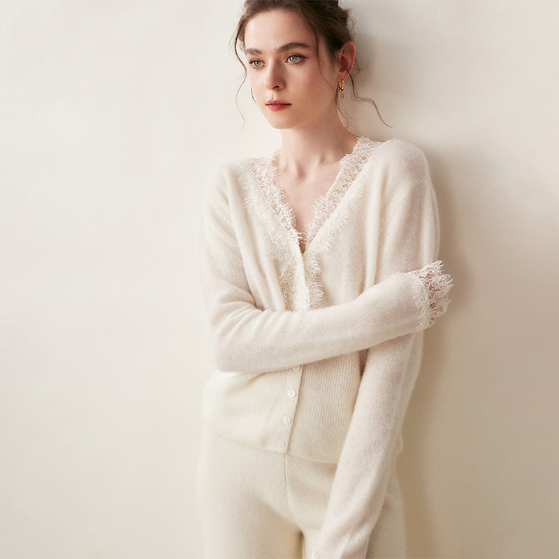 Kvinners Fitted Cardigan med Blonde 8