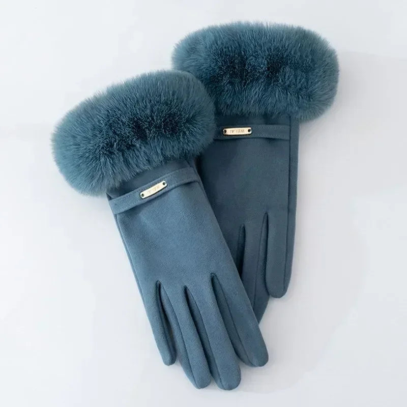 Kvinners Fitted Hansker med Pelsmansjett 1