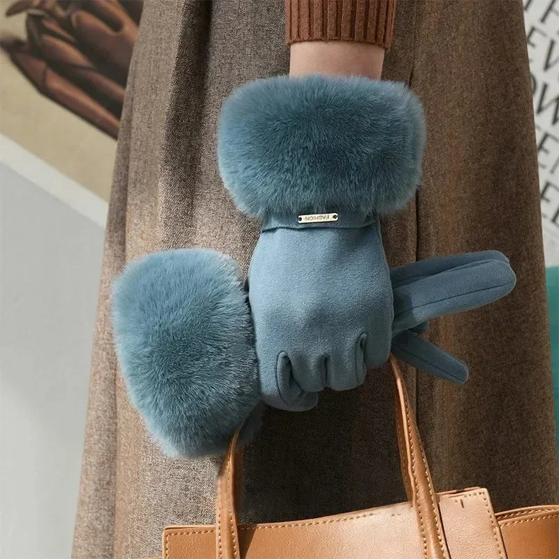 Kvinners Fitted Hansker med Pelsmansjett 8