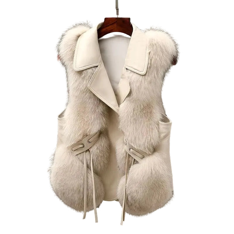 Kvinners Gilet med Krage og Pelskant 0