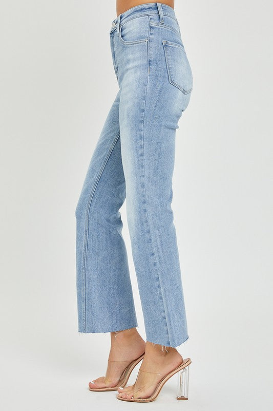 Kvinners Høyt Liv Crop Flare Lys Denim 3