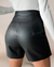Kvinners Høytlivs Shorts Elegant Patchwork Design Polyester PU 2