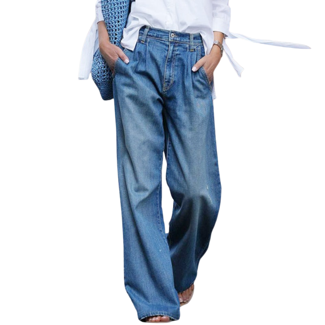 Kvinners Jeans Med Brede Ben Casual 0