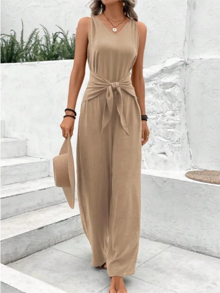 Kvinners Jumpsuit Uformell V-hals med Brede Ben 2