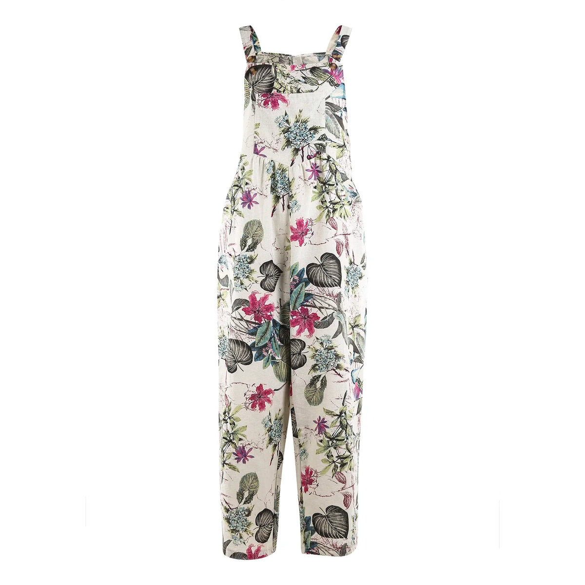 Kvinners Jumpsuit med Blomstertrykk og Firkantet Hals 1