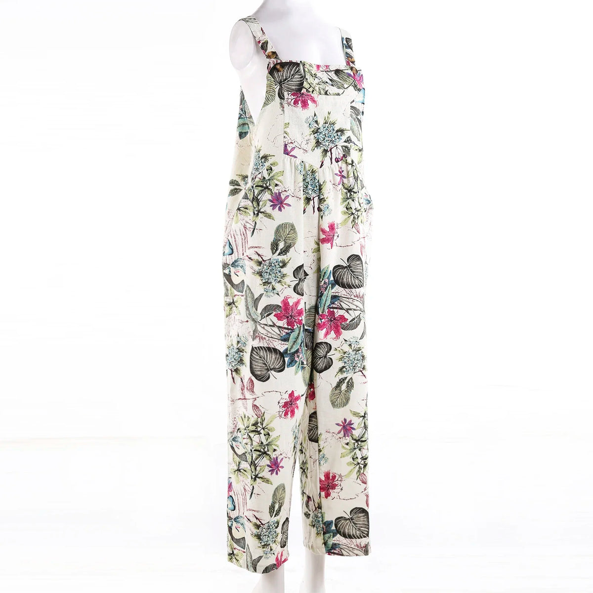 Kvinners Jumpsuit med Blomstertrykk og Firkantet Hals 2