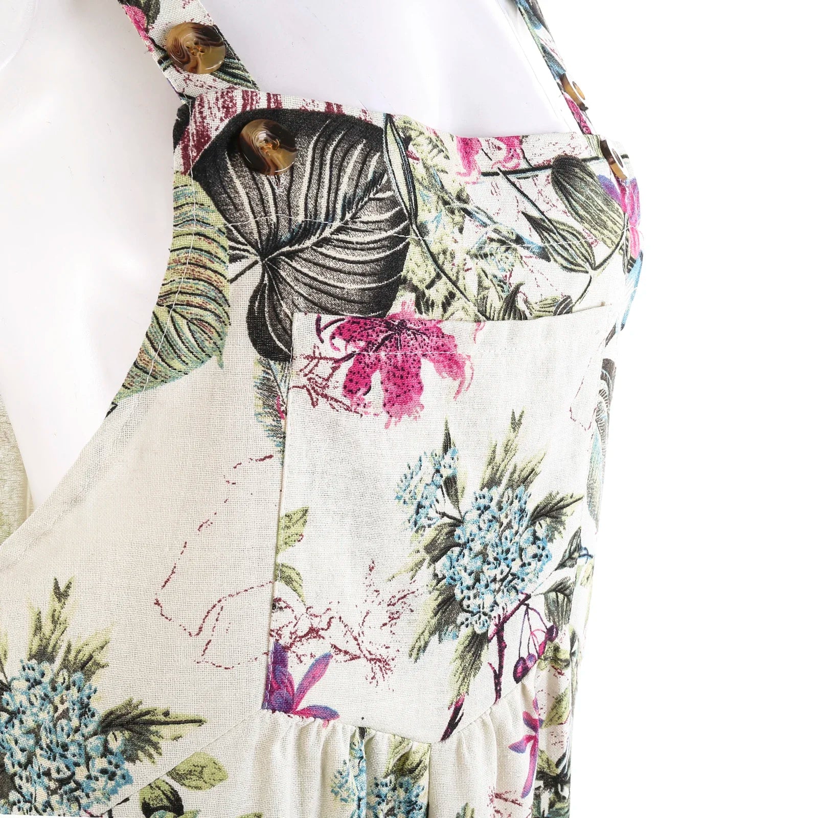 Kvinners Jumpsuit med Blomstertrykk og Firkantet Hals 3
