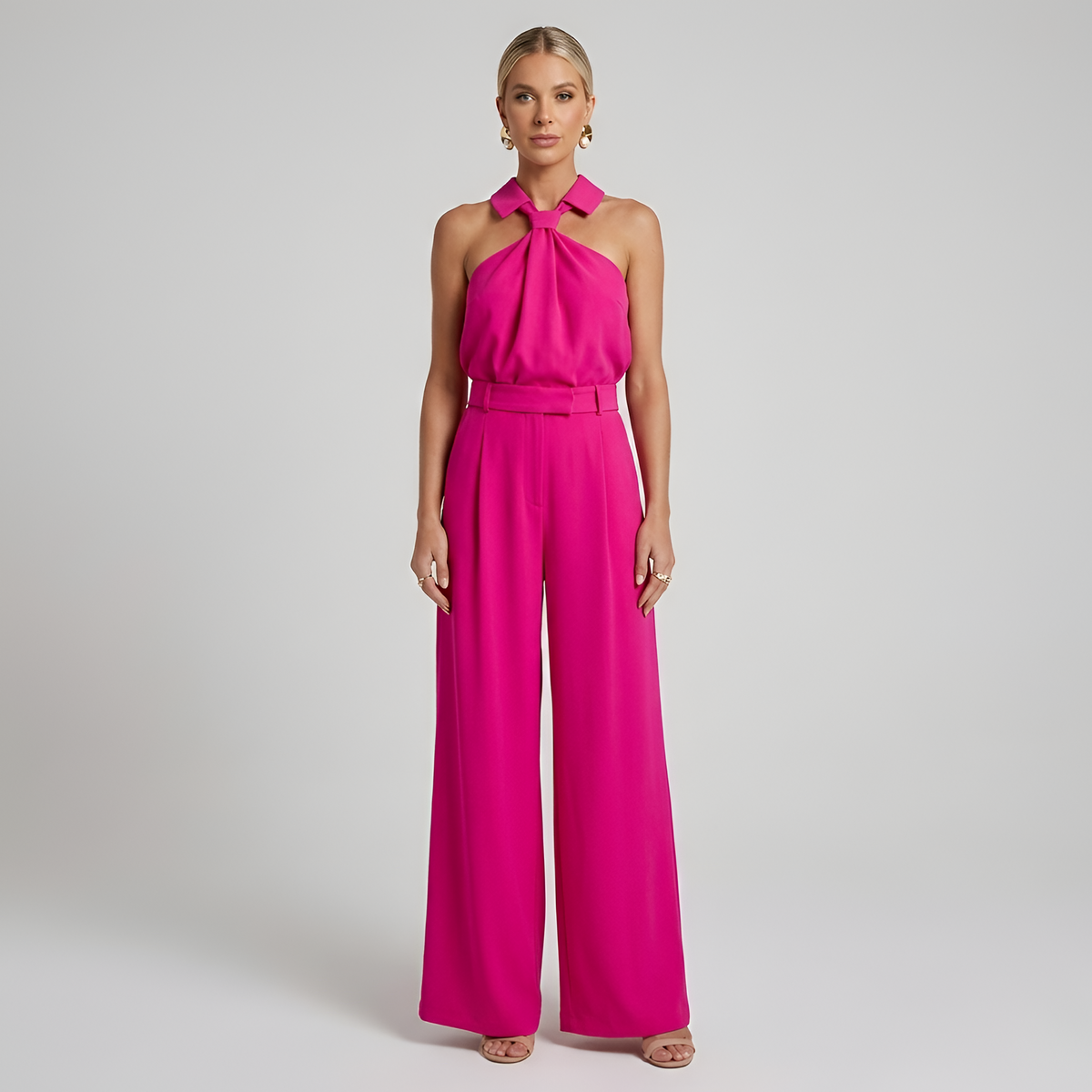 Kvinners Jumpsuit med Halter Neck og Brede Ben 4