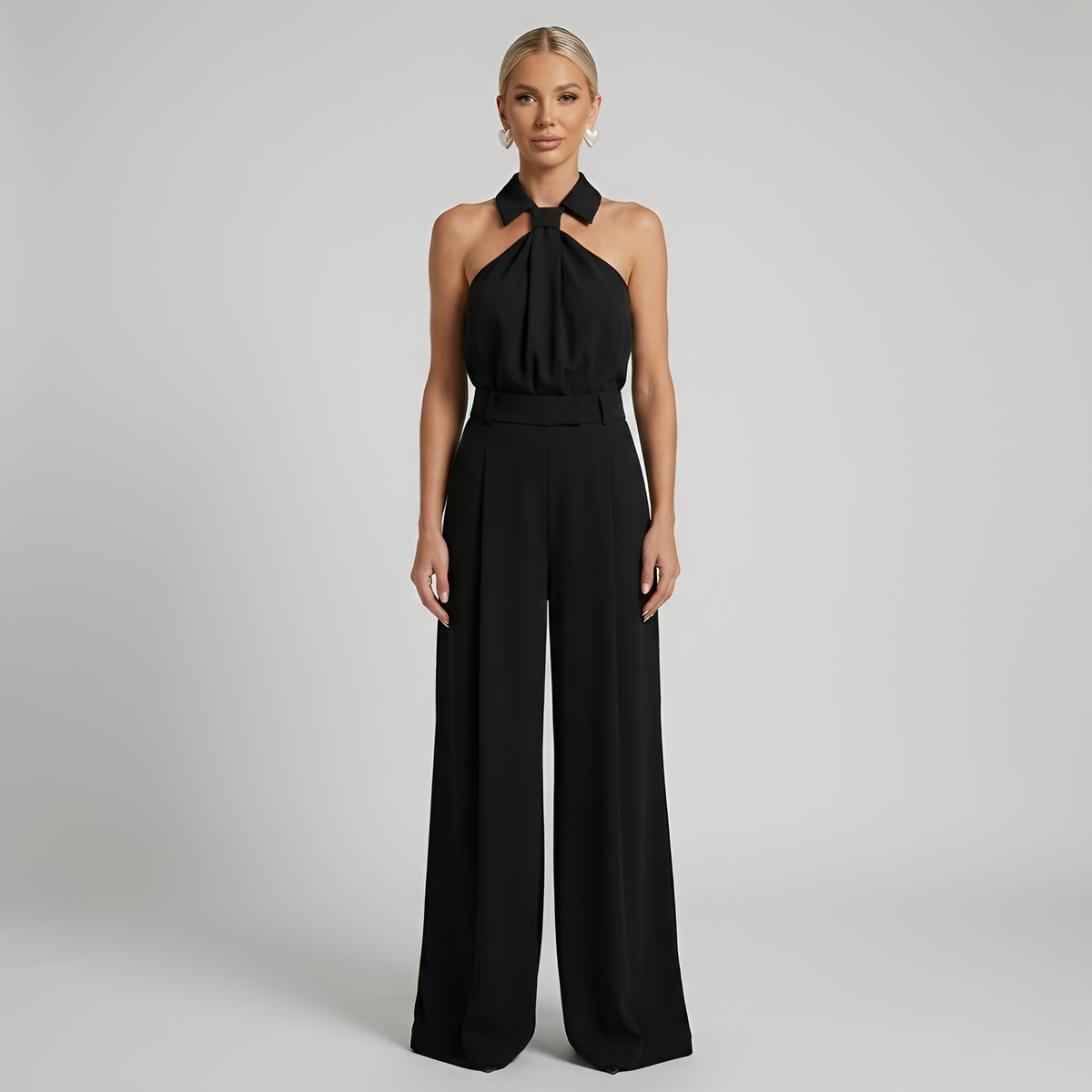 Kvinners Jumpsuit med Halter Neck og Brede Ben 5
