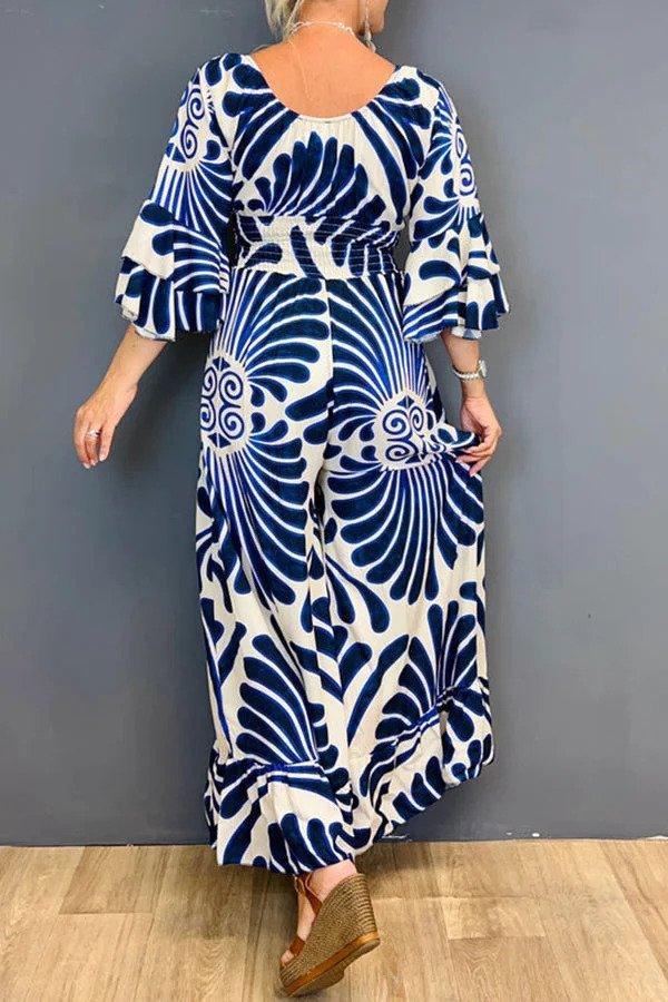 Kvinners Jumpsuit med Volanger og Blomstertrykk 2