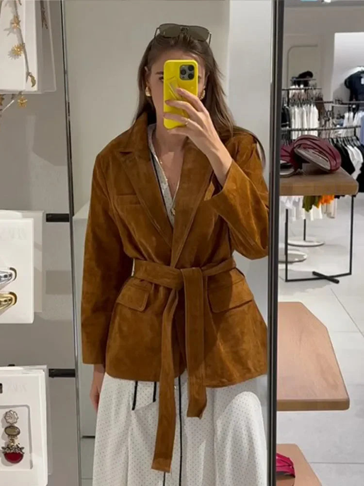 Kvinners Kåpe med Belte og Lange Ermer 1