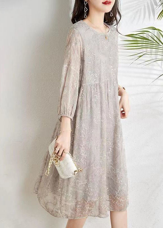 Kvinners Kjole Chiffon Med Broderi 1