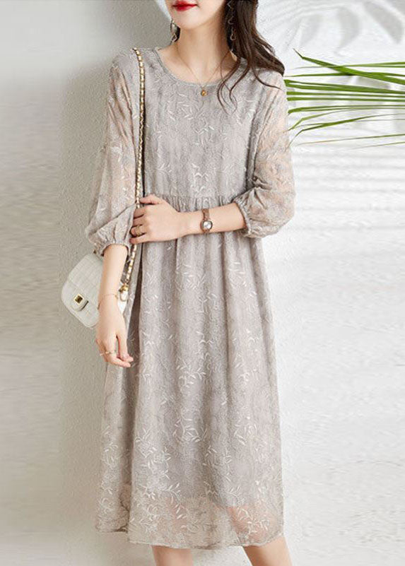 Kvinners Kjole Chiffon Med Broderi 2