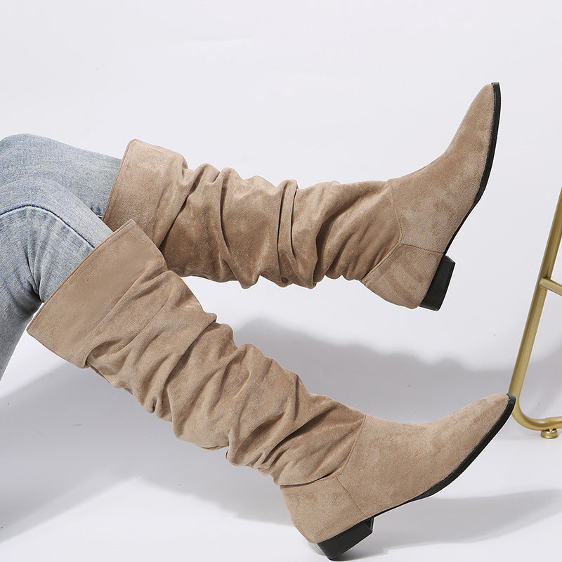 Kvinners Knehøye Støvler med Blokkhæl 2