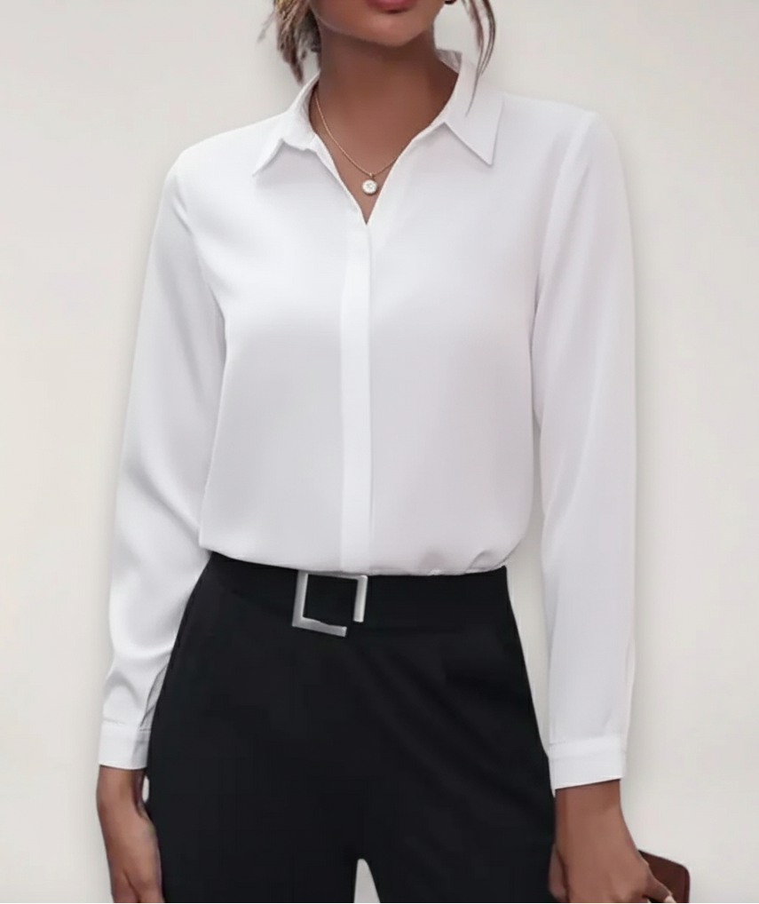 Kvinners Kontorbluse med Knappestolpe Skreddersydd 1