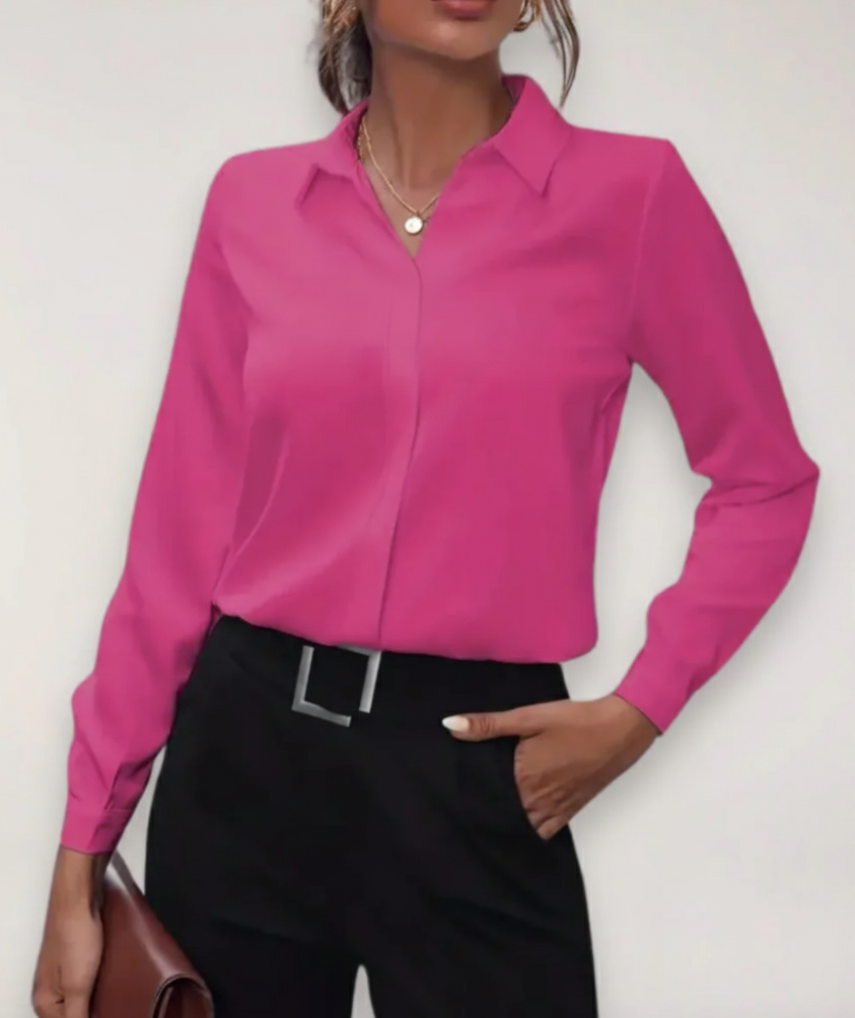 Kvinners Kontorbluse med Knappestolpe Skreddersydd 3