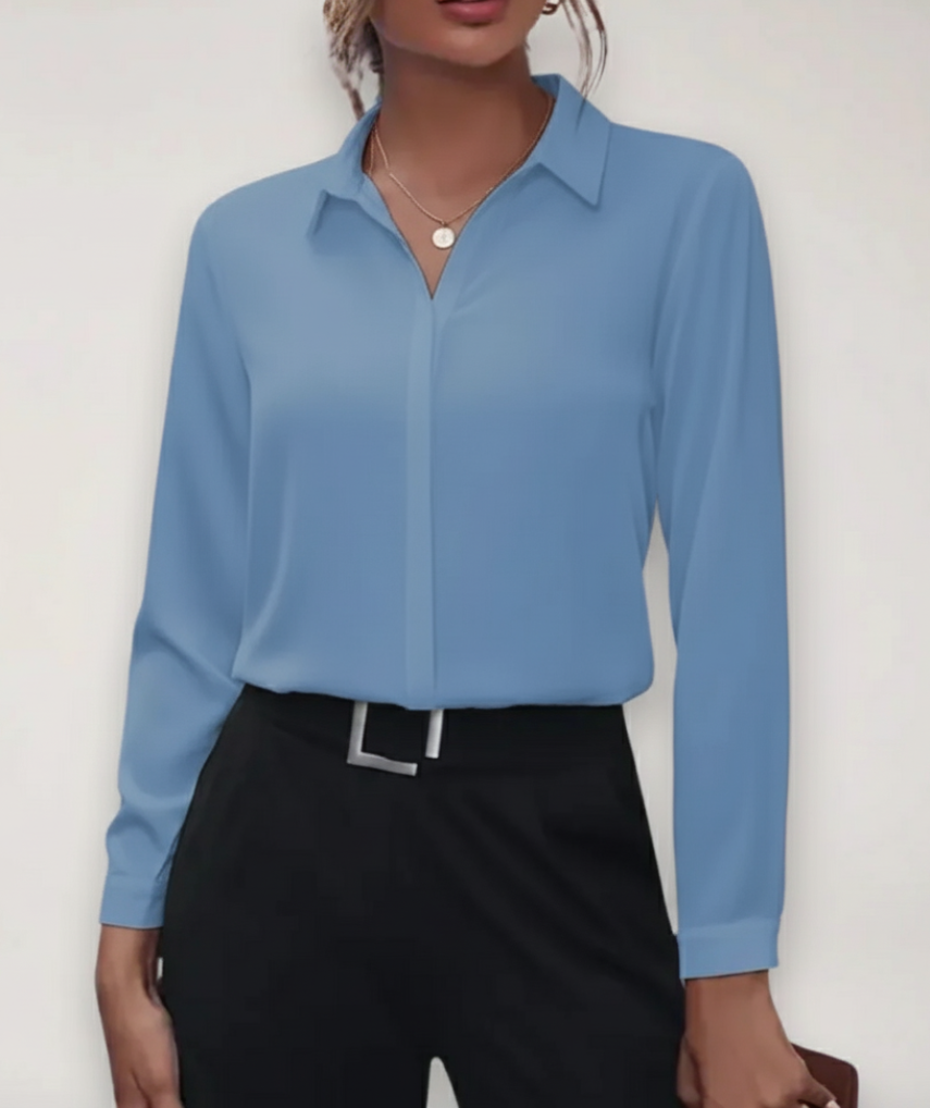 Kvinners Kontorbluse med Knappestolpe Skreddersydd 4