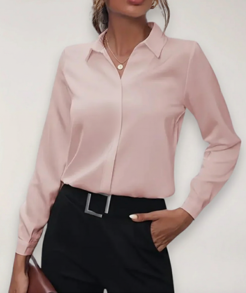 Kvinners Kontorbluse med Knappestolpe Skreddersydd 5