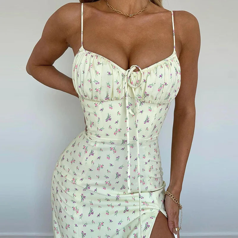 Kvinners Lang Kjole Floral Design 4