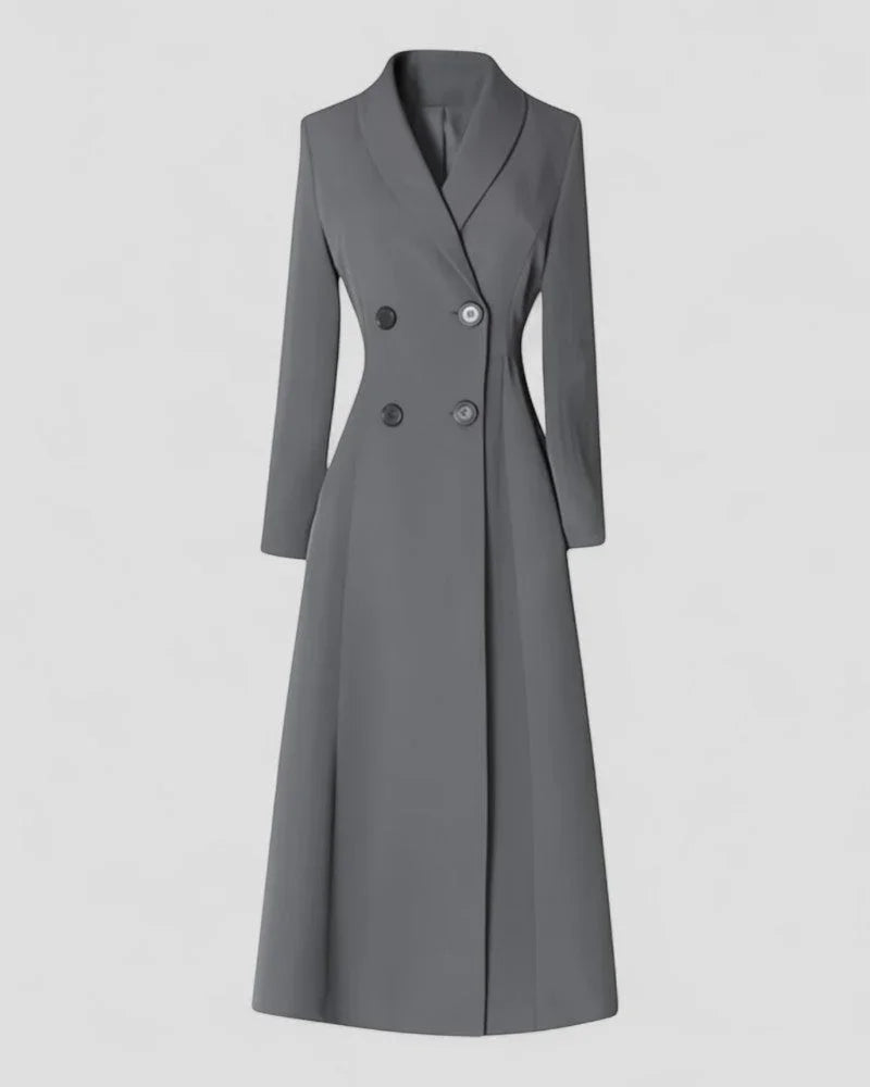 Kvinners Lang Trenchcoat med Knapper 1