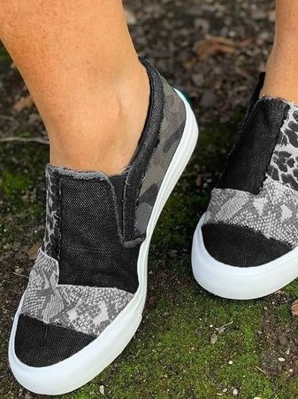 Kvinners Leopardprint Slip-On Sko 1
