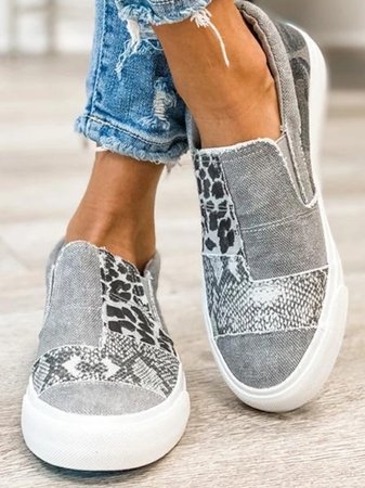 Kvinners Leopardprint Slip-On Sko 2