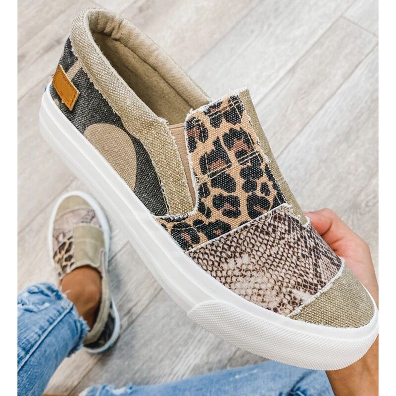Kvinners Leopardprint Slip-On Sko 5