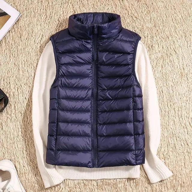 Kvinners Lett Puffer Vest med Glidelås 10