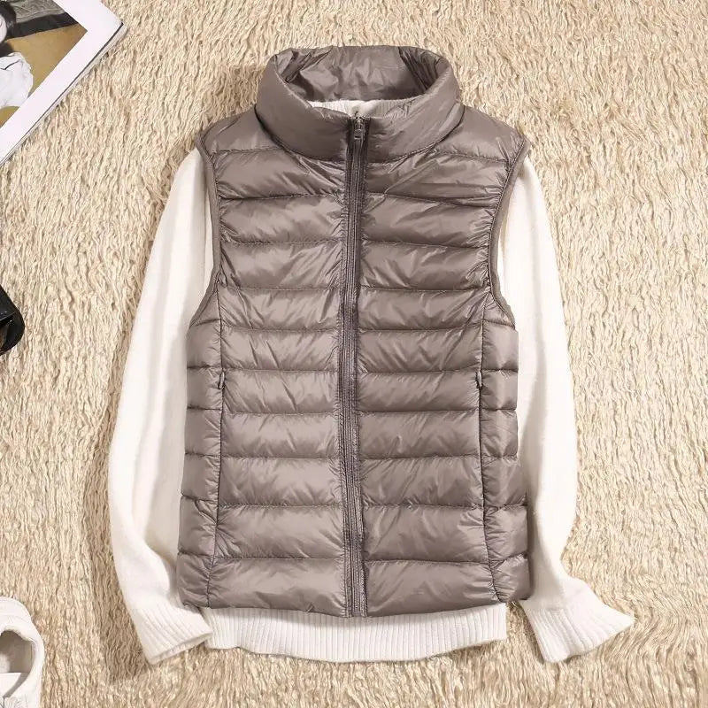 Kvinners Lett Puffer Vest med Glidelås 11