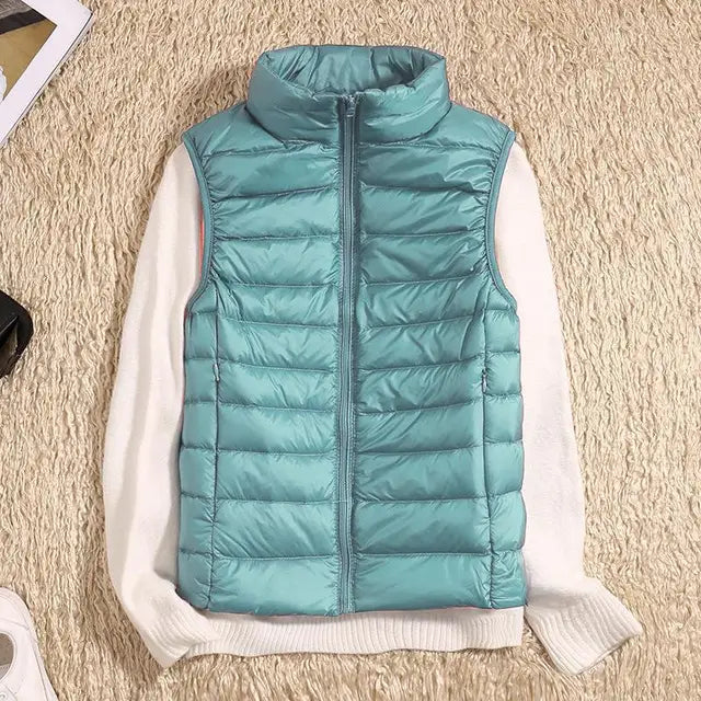 Kvinners Lett Puffer Vest med Glidelås 3
