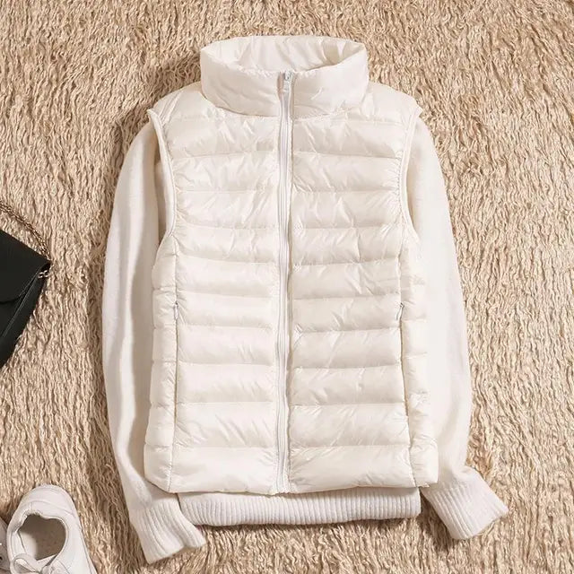 Kvinners Lett Puffer Vest med Glidelås 7