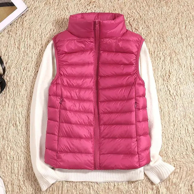Kvinners Lett Puffer Vest med Glidelås 8