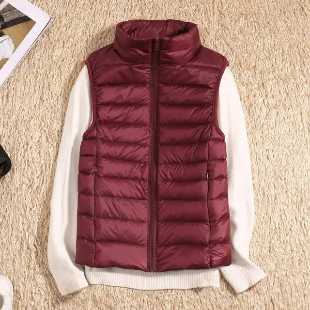 Kvinners Lett Puffer Vest med Glidelås 9