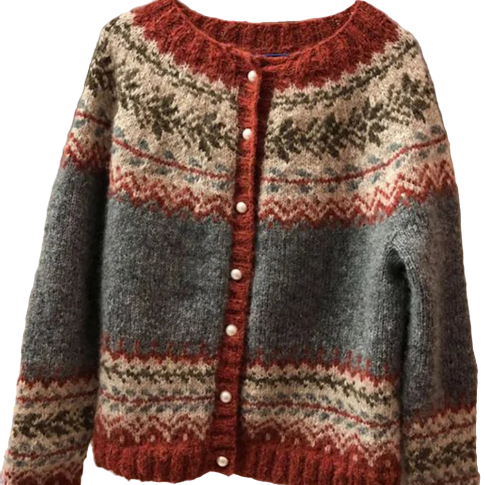 Kvinners Løs Strikket Genser med Kunstnerisk Design 0