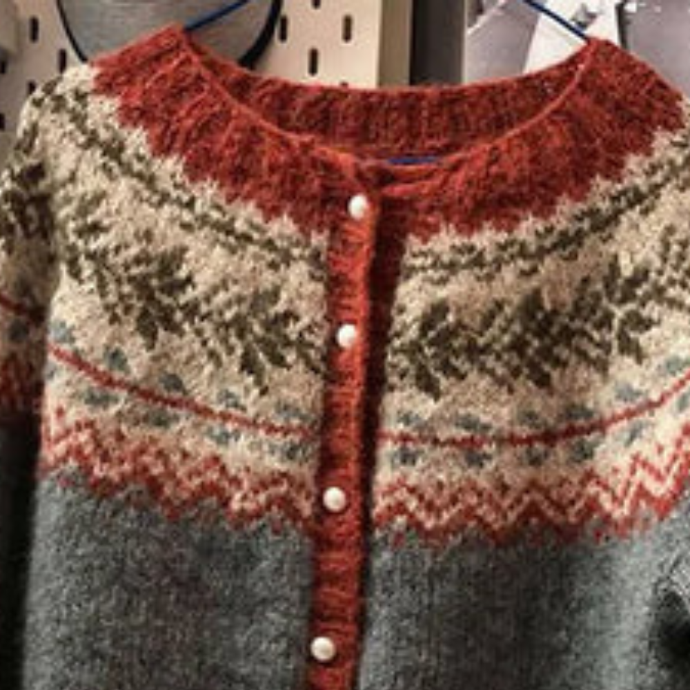 Kvinners Løs Strikket Genser med Kunstnerisk Design 1