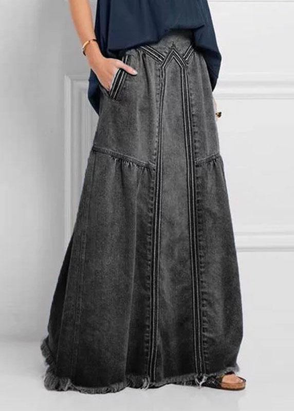 Kvinners Løse Denim Skjørt med Elastisk Midje 3