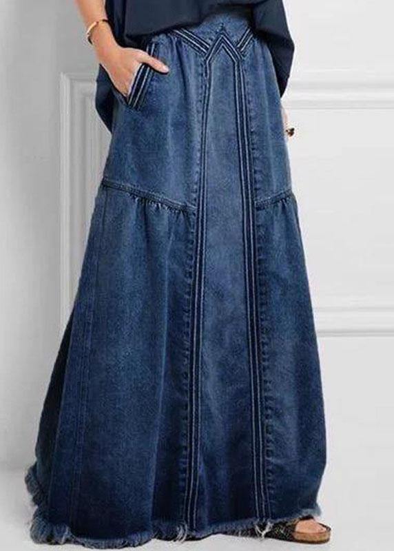 Kvinners Løse Denim Skjørt med Elastisk Midje 4