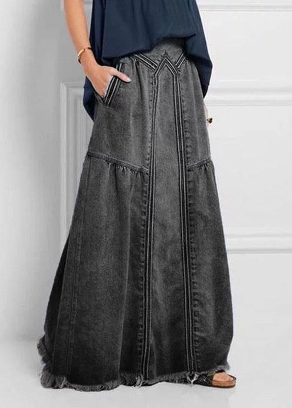 Kvinners Løse Denim Skjørt med Elastisk Midje 5