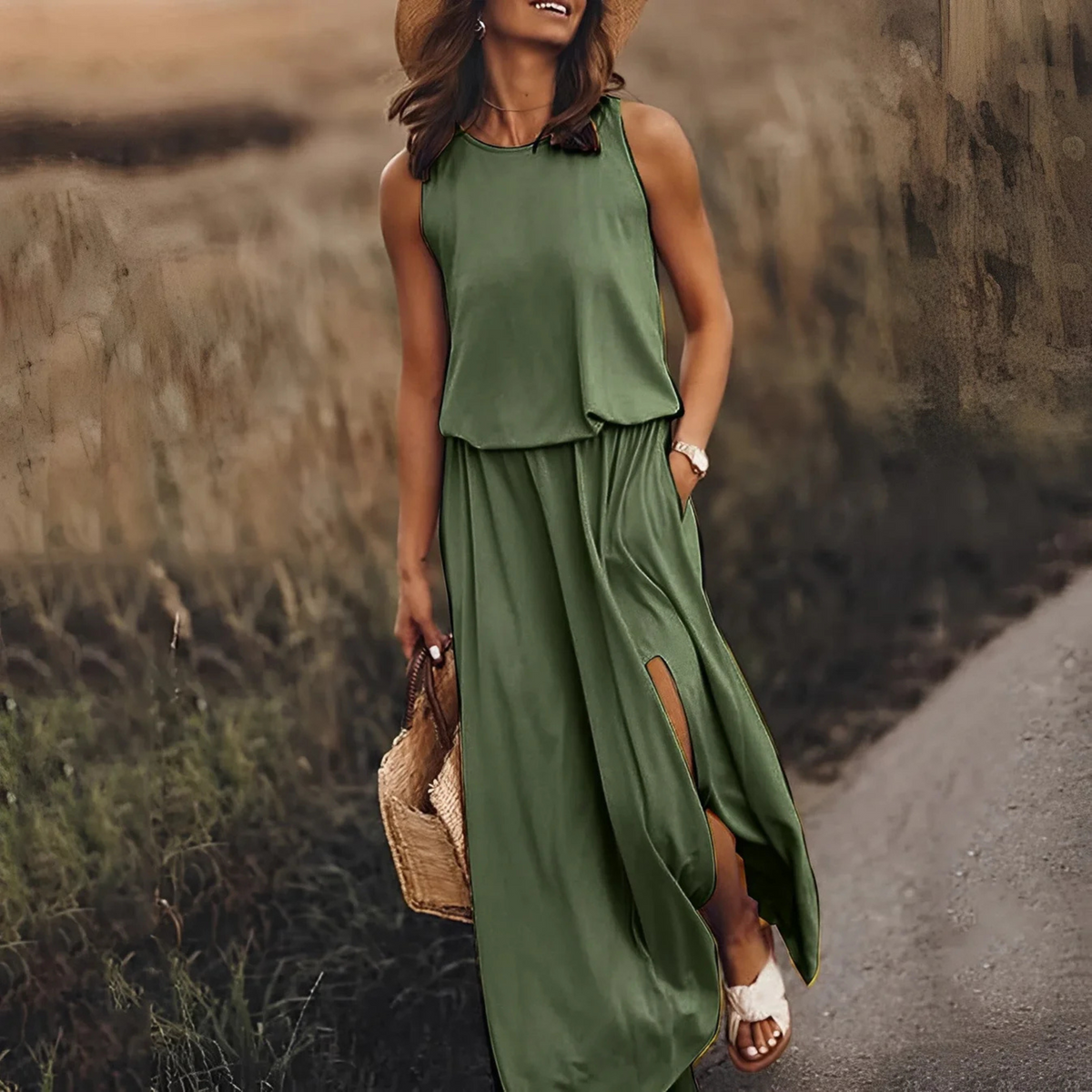 Kvinners Maxi Kjole Flytende Design 1