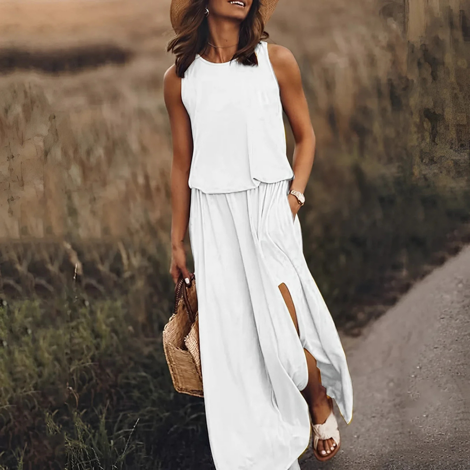 Kvinners Maxi Kjole Flytende Design 3