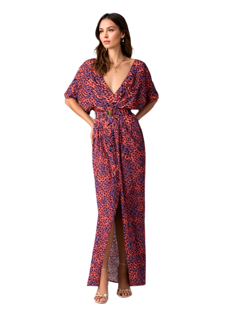 Kvinners Maxi Kjole Med Høy Splitt Boho Stil 0