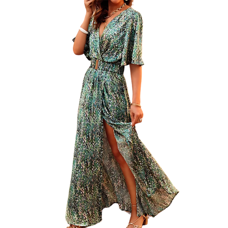Kvinners Maxi Kjole Med Høy Splitt Boho Stil 5